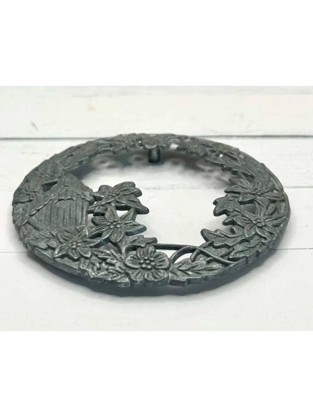 Pewter Candle Lid Rawcliffe Pewter 1995 Floral Design